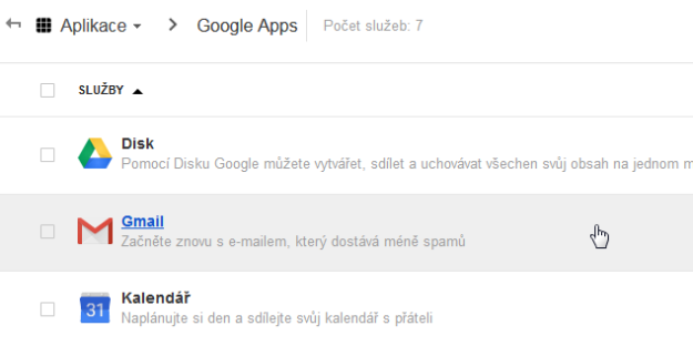 Google Apps Gmail Nastavení