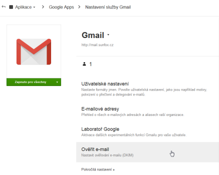Google Apps Ověřit email